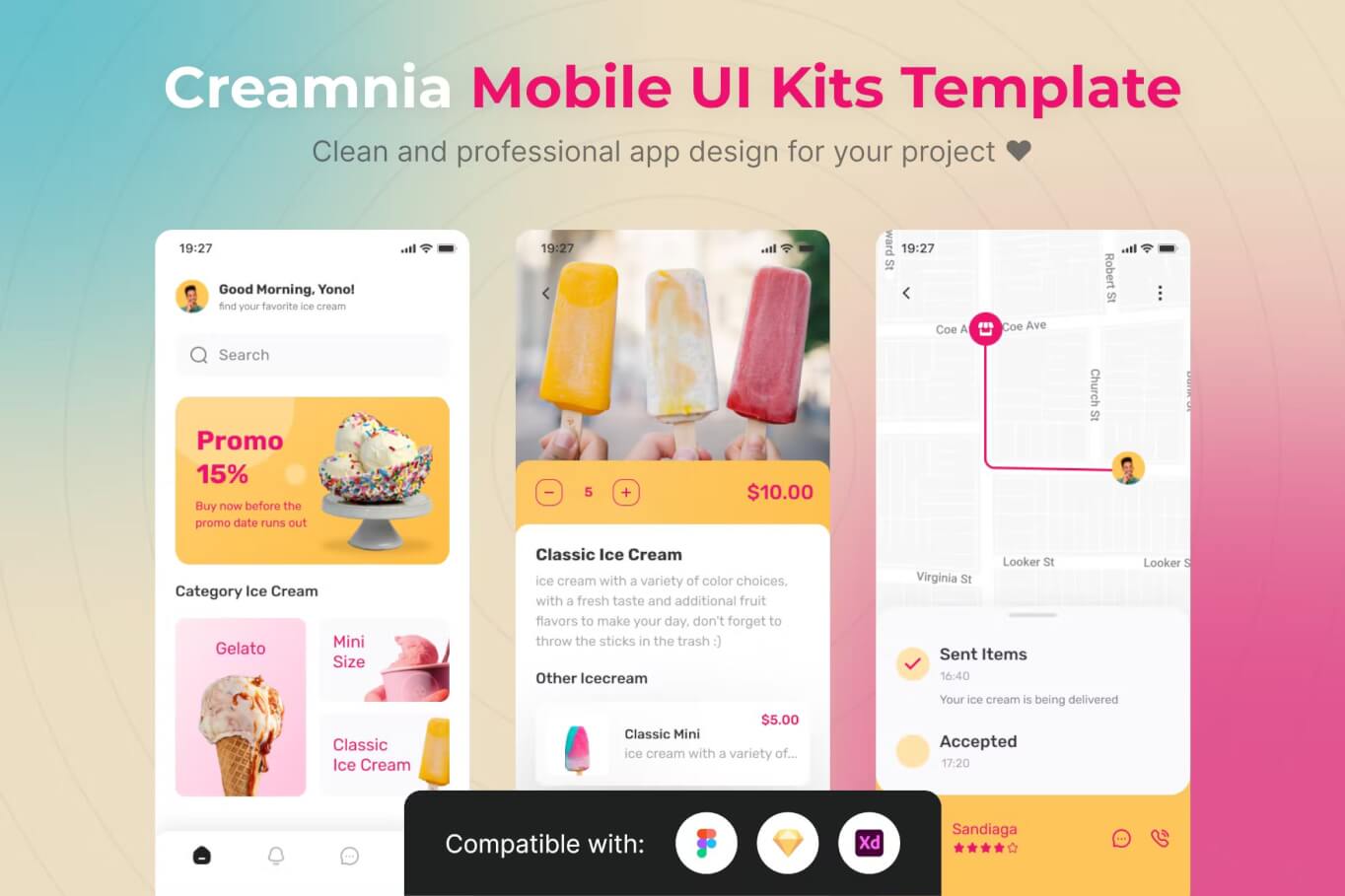 Creamnia-移动应用程序 UI 工具包模板