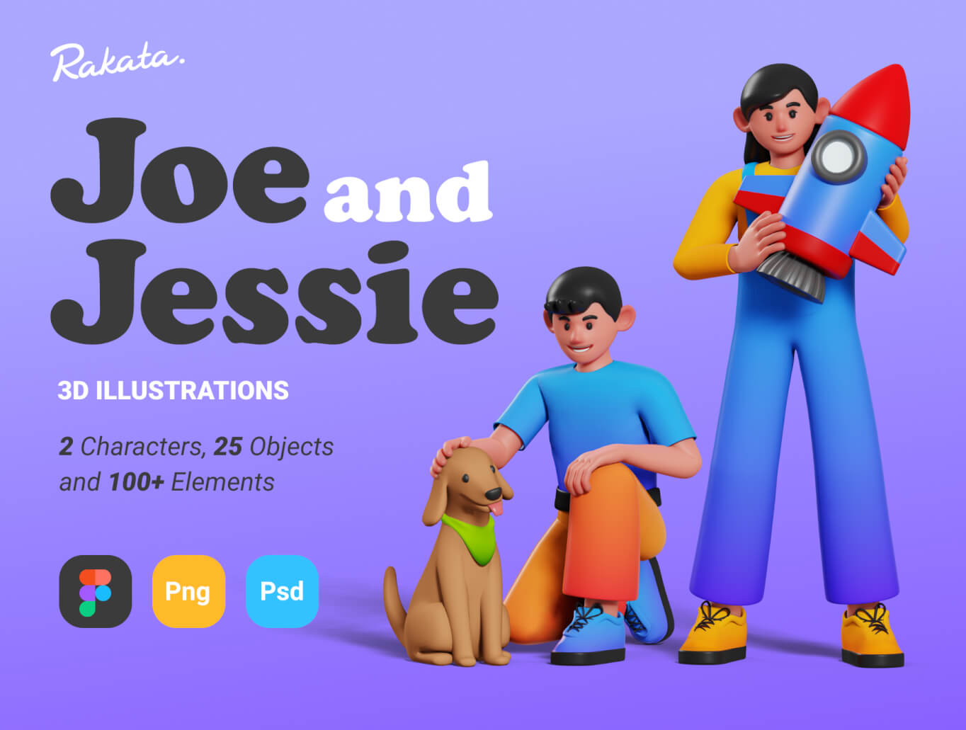 Joe and Jessie 人物 3D插图