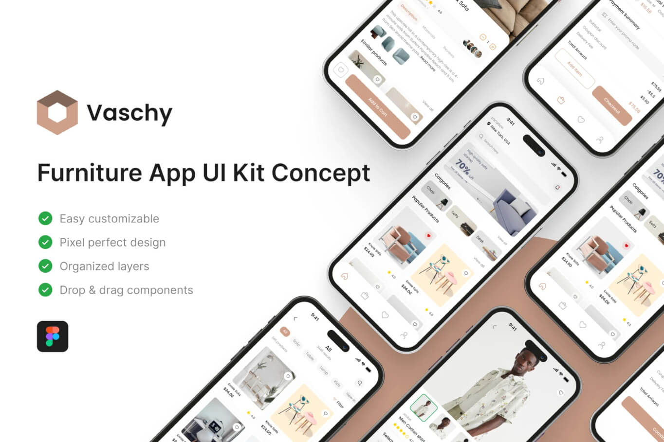 Vaschy – 家具应用程序 UI 套件